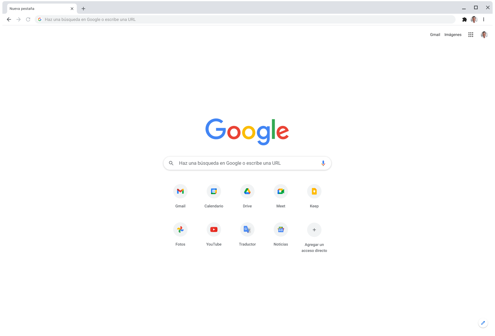 Ventana del navegador Chrome que muestra Google.com.